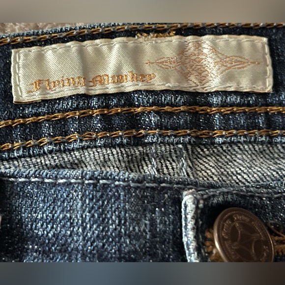 Vintage “Flying Monkey” Blue Denim Jeans- Size: 5 - Picture 7 of 13